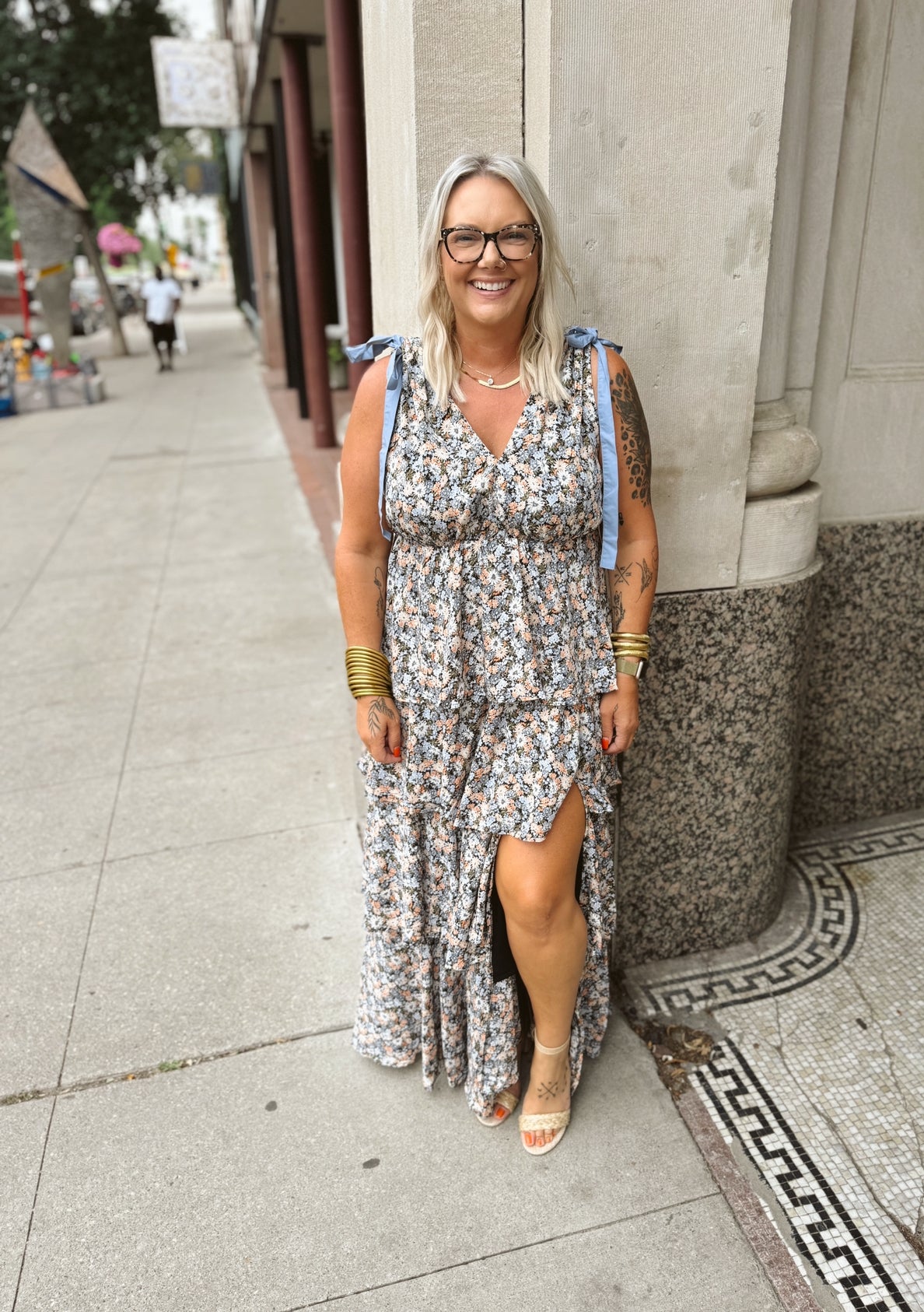 Floral Black Maxi Dress-Dresses-ENTRO-The Silo Boutique, Women's Fashion Boutique Located in Warren and Grand Forks North Dakota