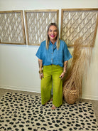 Celia Denim Short Sleeve Top-Short Sleeve Tops-twentyfourth-The Silo Boutique, Women's Fashion Boutique Located in Warren and Grand Forks North Dakota