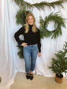 Black Ribbed Mock Sweater-Final Sale-Sweaters-she and sky-The Silo Boutique, Women's Fashion Boutique Located in Warren and Grand Forks North Dakota