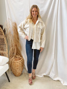 Cream Stripe Sherpa Jacket-Coats & Jackets-blu pepper-The Silo Boutique, Women's Fashion Boutique Located in Warren and Grand Forks North Dakota