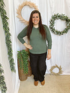 Greta Long Sleeve Sweater-Hunter-Sweaters-be cool-The Silo Boutique, Women's Fashion Boutique Located in Warren and Grand Forks North Dakota