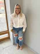 Risen Medium Wash Crop Straight Jeans-Final Sale-Jeans-risen-The Silo Boutique, Women's Fashion Boutique Located in Warren and Grand Forks North Dakota