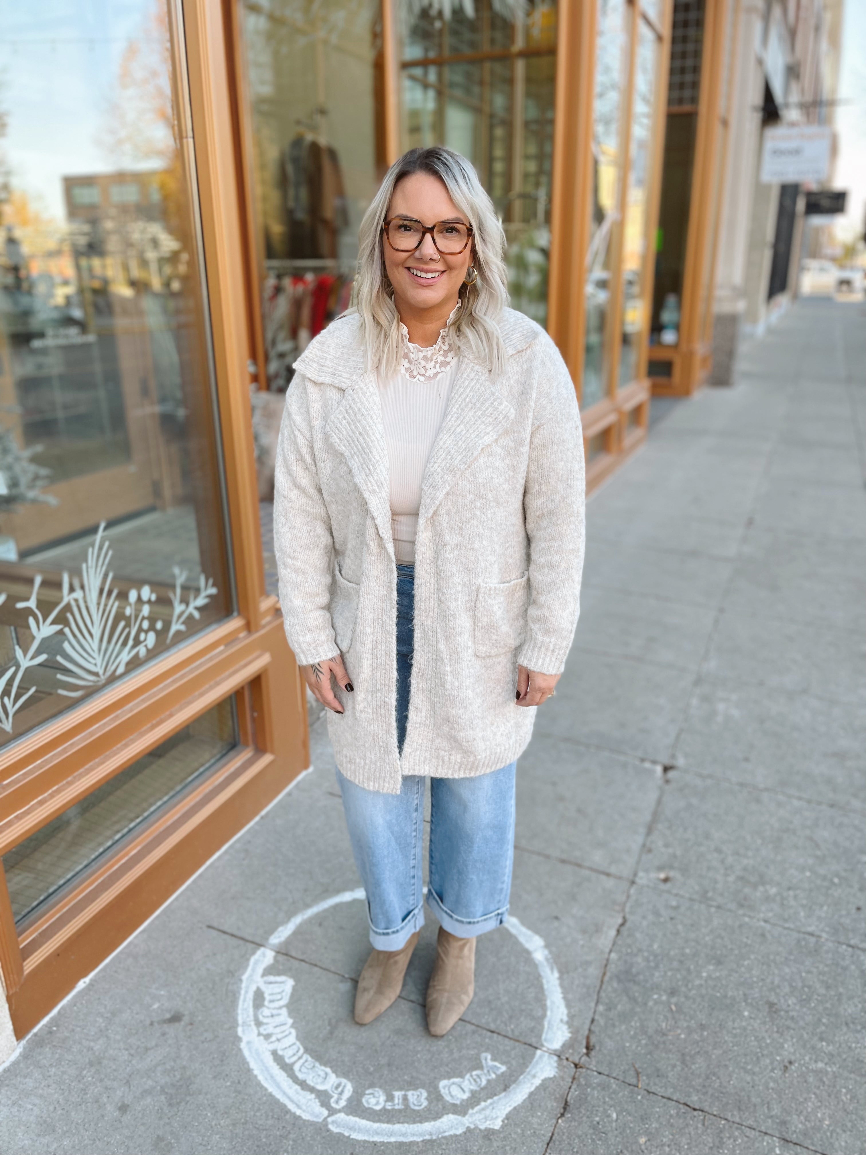 Oatmeal Speckled Cardigan-Cardigans-adora-The Silo Boutique, Women's Fashion Boutique Located in Warren and Grand Forks North Dakota