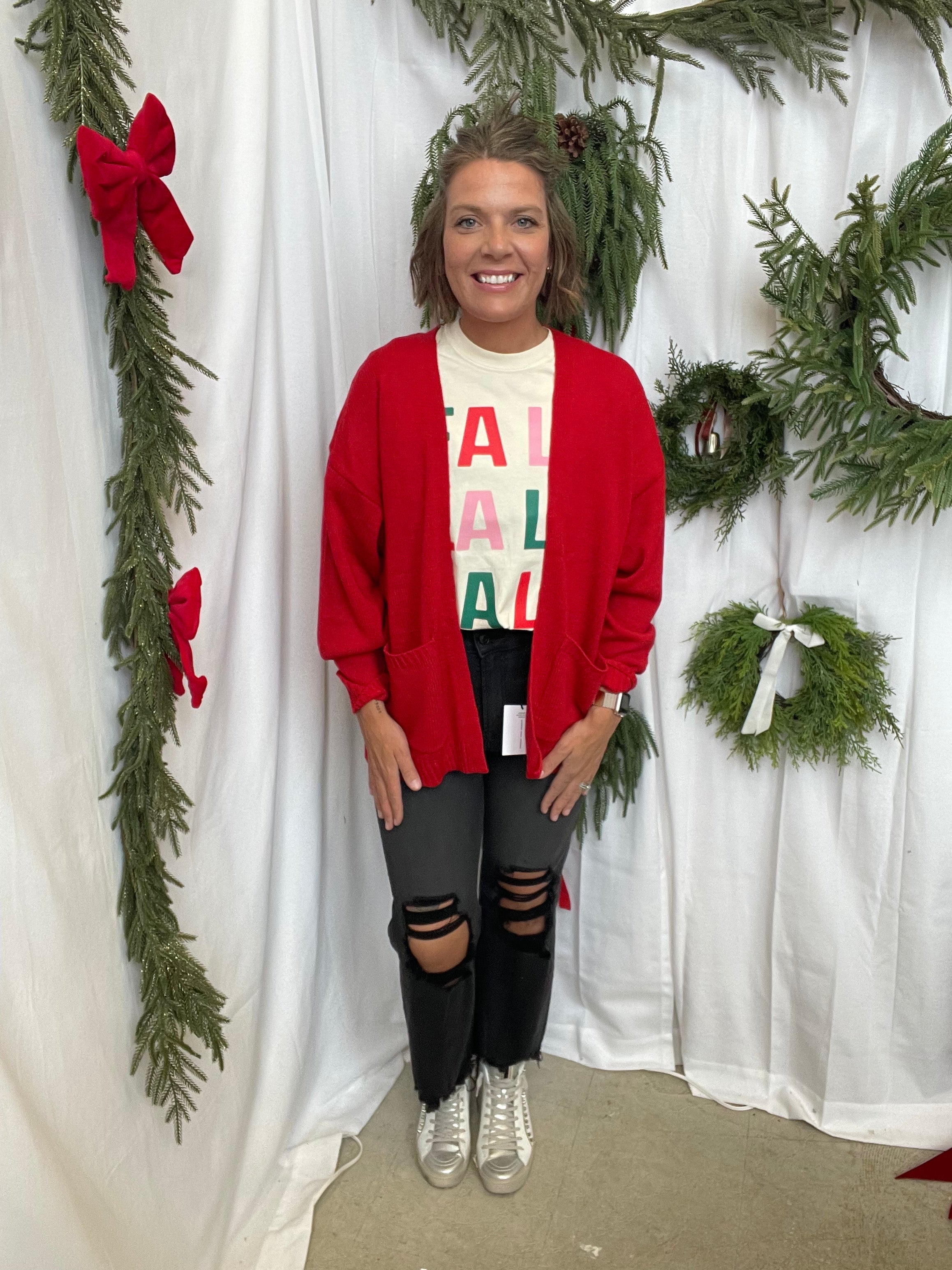 Lori Sweater Cardigan-Red-Final Sale-Cardigans-hyfve-The Silo Boutique, Women's Fashion Boutique Located in Warren and Grand Forks North Dakota