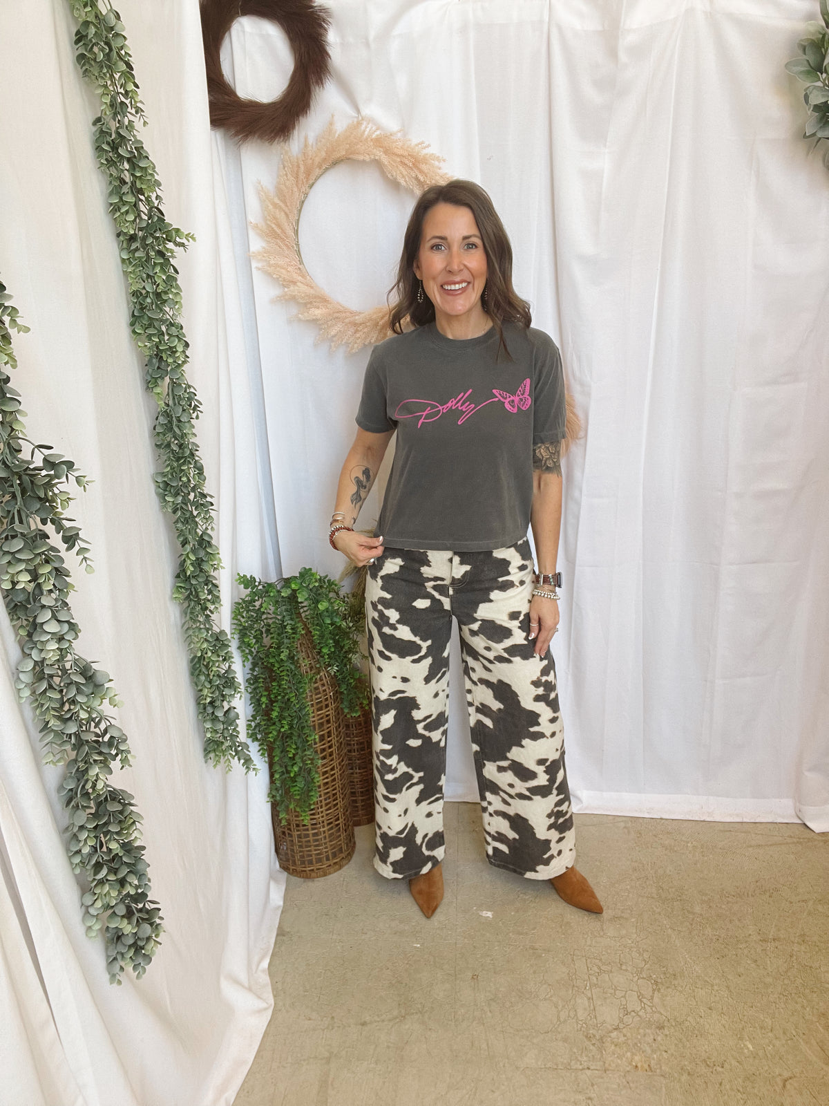 Dolly Signature Butterfly Tee-Graphic Tees-birdies-The Silo Boutique, Women's Fashion Boutique Located in Warren and Grand Forks North Dakota