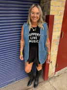 Oversized Long Denim Vest-Final Sale-Vests-veveret-The Silo Boutique, Women's Fashion Boutique Located in Warren and Grand Forks North Dakota