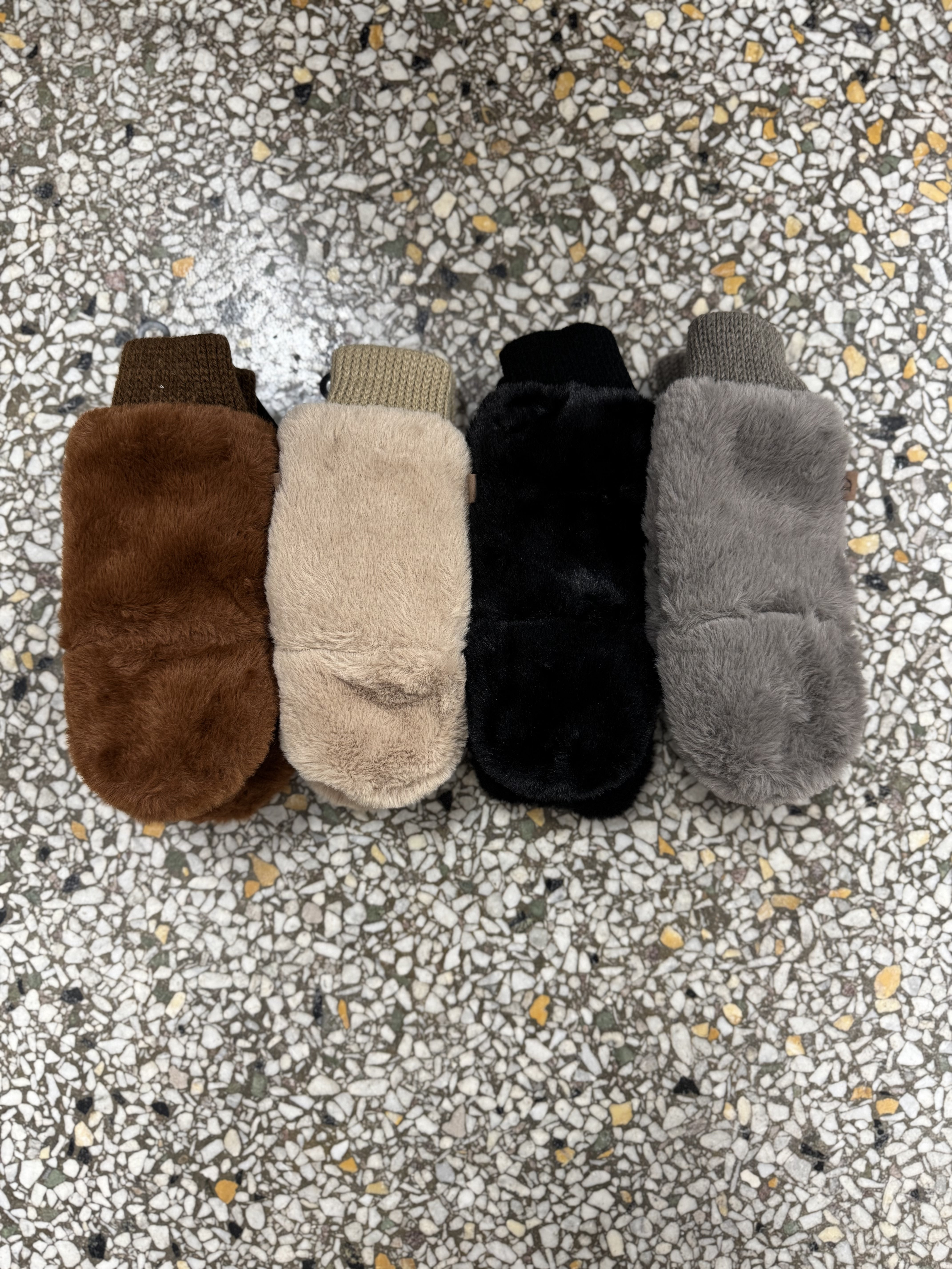 Solid Faux Fur Mittens-Gloves & Mittens-fashion city-The Silo Boutique, Women's Fashion Boutique Located in Warren and Grand Forks North Dakota