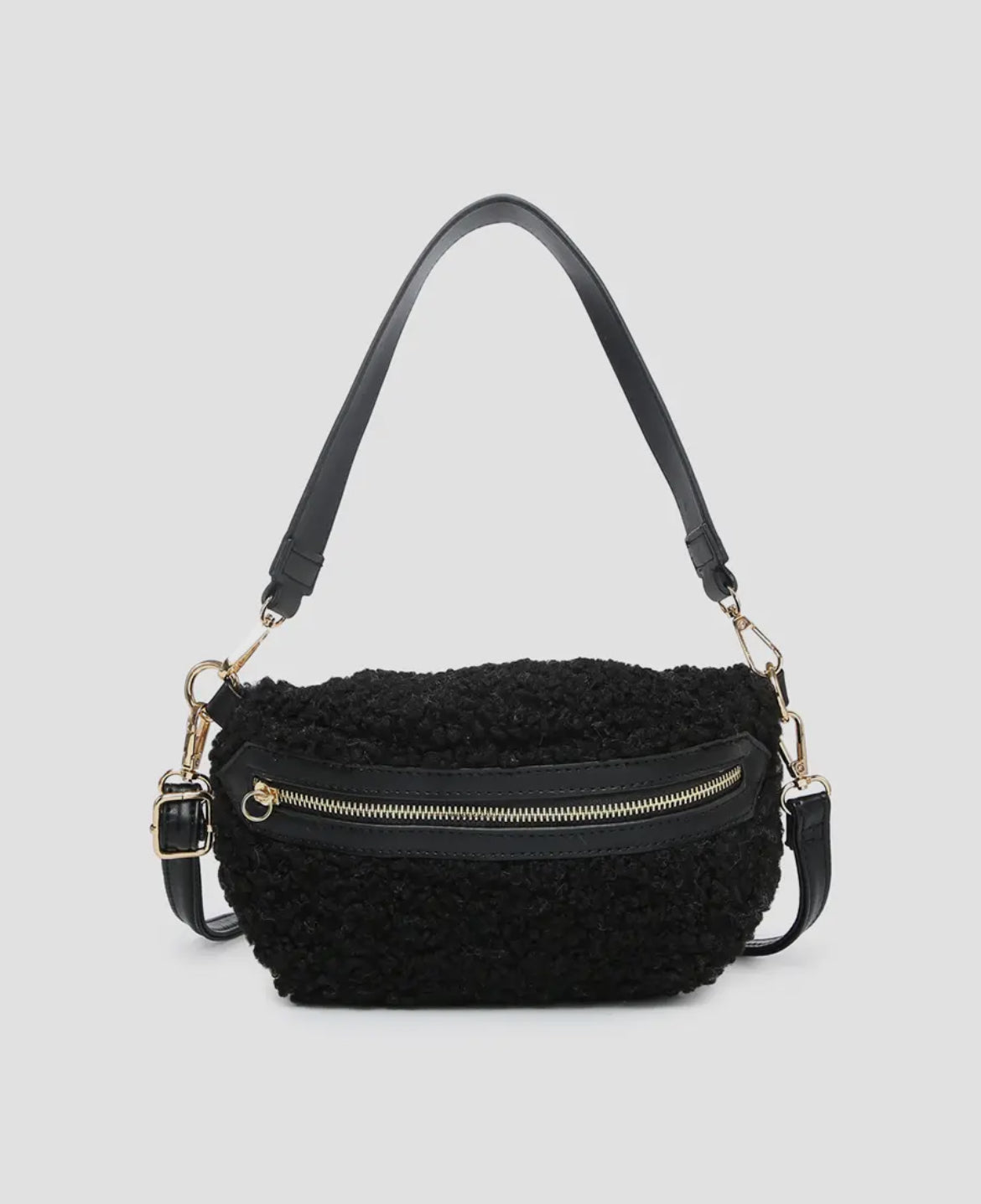 Brookie Sherpa Belt Bag w/ Strap-Crossbody Purses-Jen and Co-The Silo Boutique, Women's Fashion Boutique Located in Warren and Grand Forks North Dakota