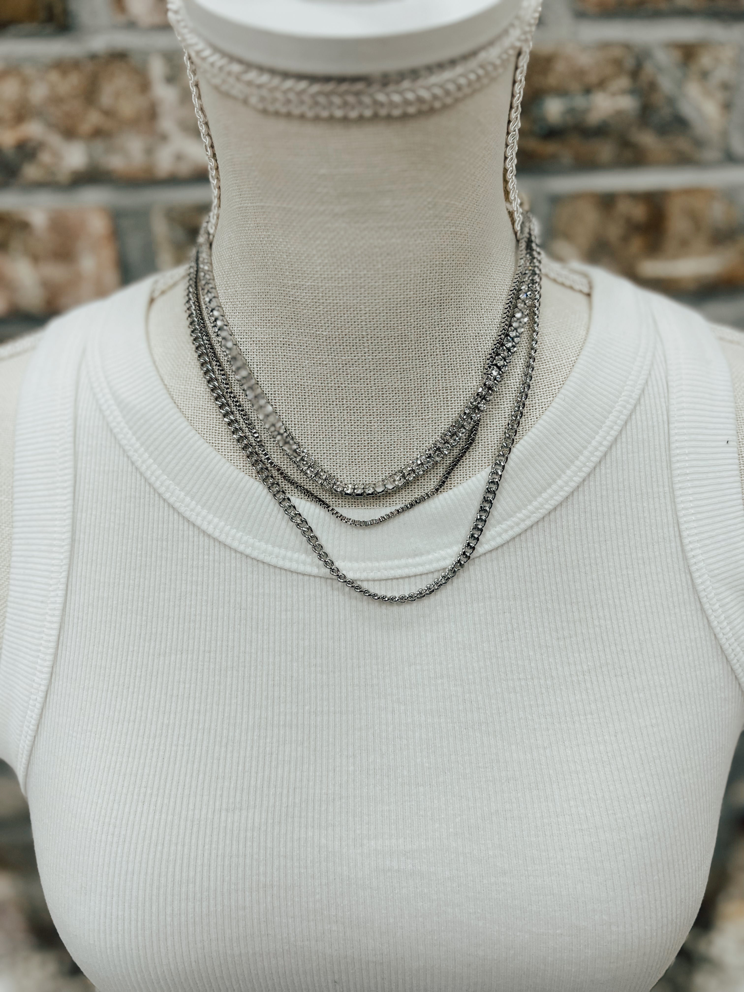 Triple Layered Bib Necklace-Necklaces-wona-The Silo Boutique, Women's Fashion Boutique Located in Warren and Grand Forks North Dakota