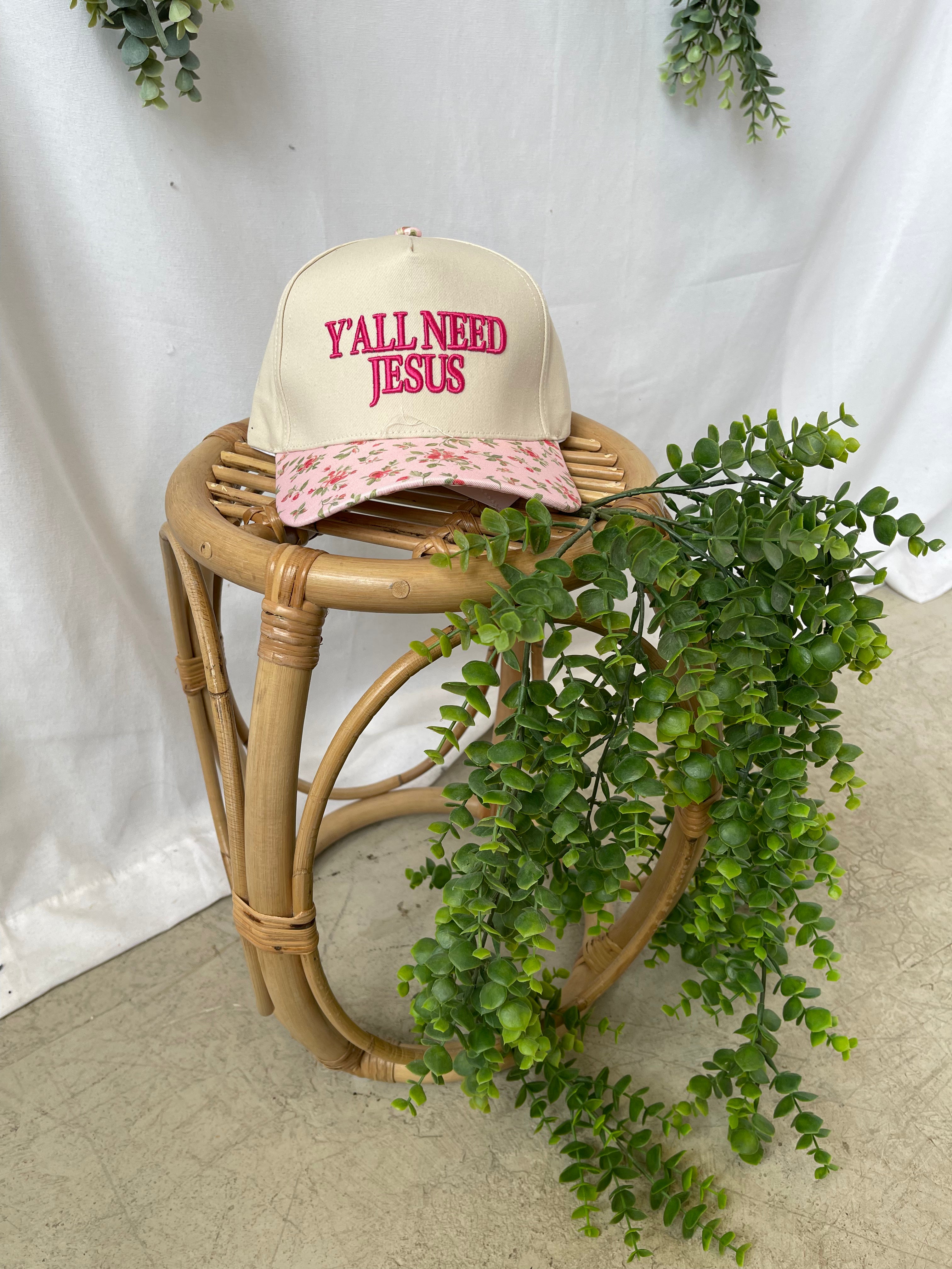 Y'all Need Jesus Hat-Floral-Hats-Zenana-The Silo Boutique, Women's Fashion Boutique Located in Warren and Grand Forks North Dakota