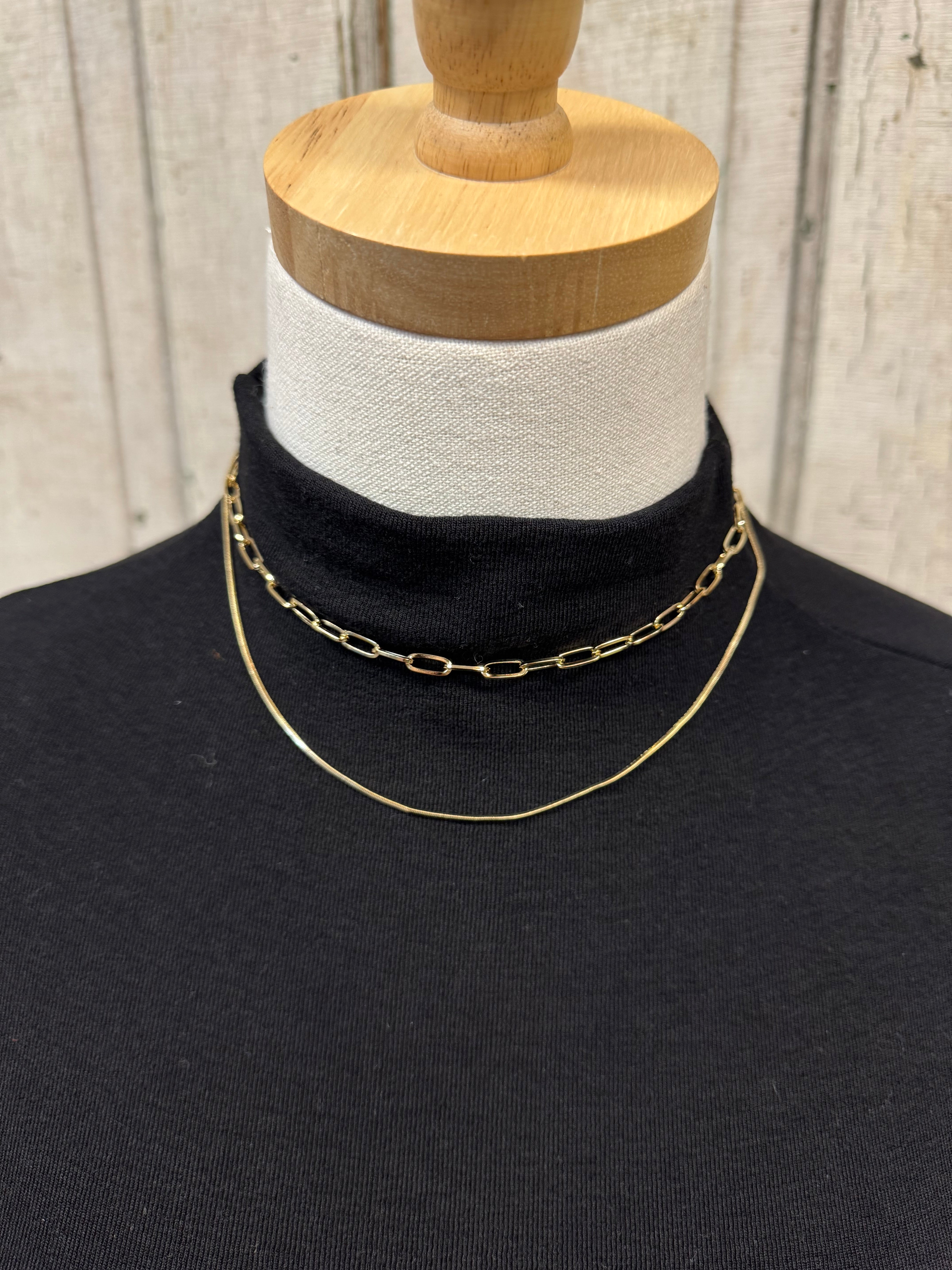 Two Row Chain Necklace-Necklaces-Fame-The Silo Boutique, Women's Fashion Boutique Located in Warren and Grand Forks North Dakota