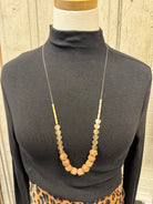 Brown Wood Gold Long Necklace-Necklaces-Fame-The Silo Boutique, Women's Fashion Boutique Located in Warren and Grand Forks North Dakota