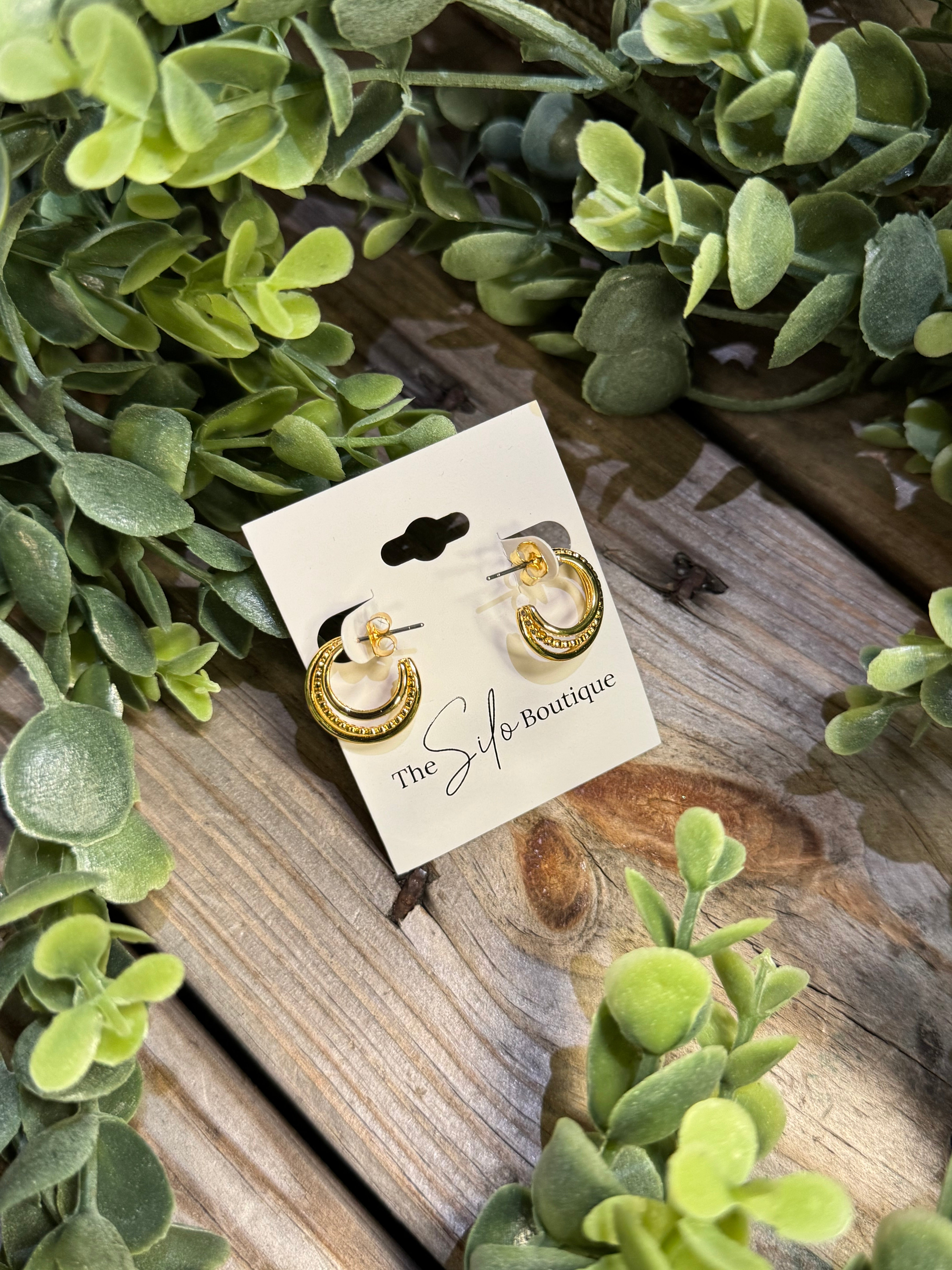 Fame Triple Mini Hoop Earrings-Earrings-Fame-The Silo Boutique, Women's Fashion Boutique Located in Warren and Grand Forks North Dakota