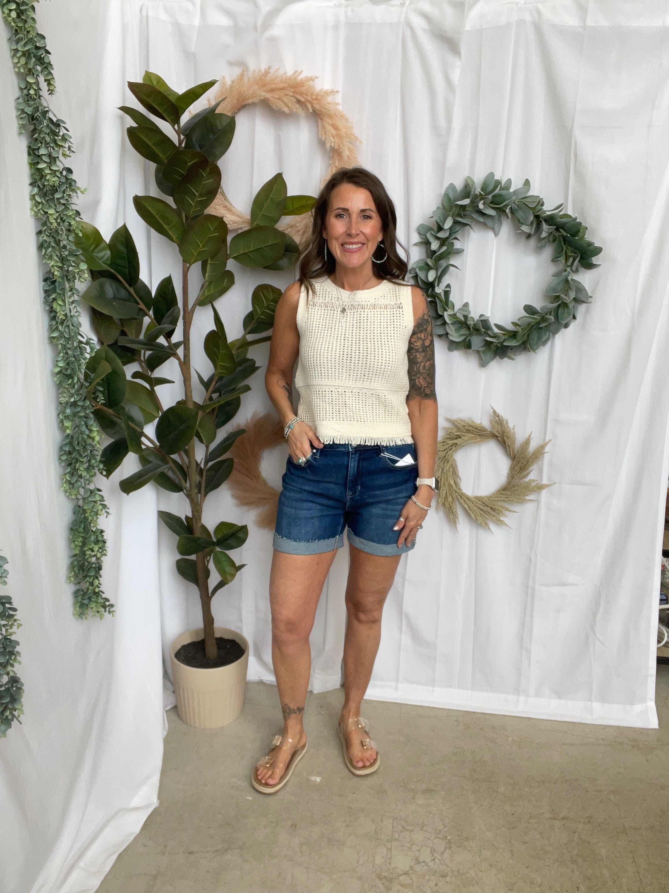 Risen Dark Wash Cuffed Short-Shorts-risen-The Silo Boutique, Women's Fashion Boutique Located in Warren and Grand Forks North Dakota