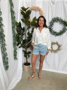 Risen Light Wash Belted Shorts-Shorts-risen-The Silo Boutique, Women's Fashion Boutique Located in Warren and Grand Forks North Dakota