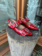 Soda Red Grillo Flat Shoe-Final Sale Online Only-Flats-soda-The Silo Boutique, Women's Fashion Boutique Located in Warren and Grand Forks North Dakota