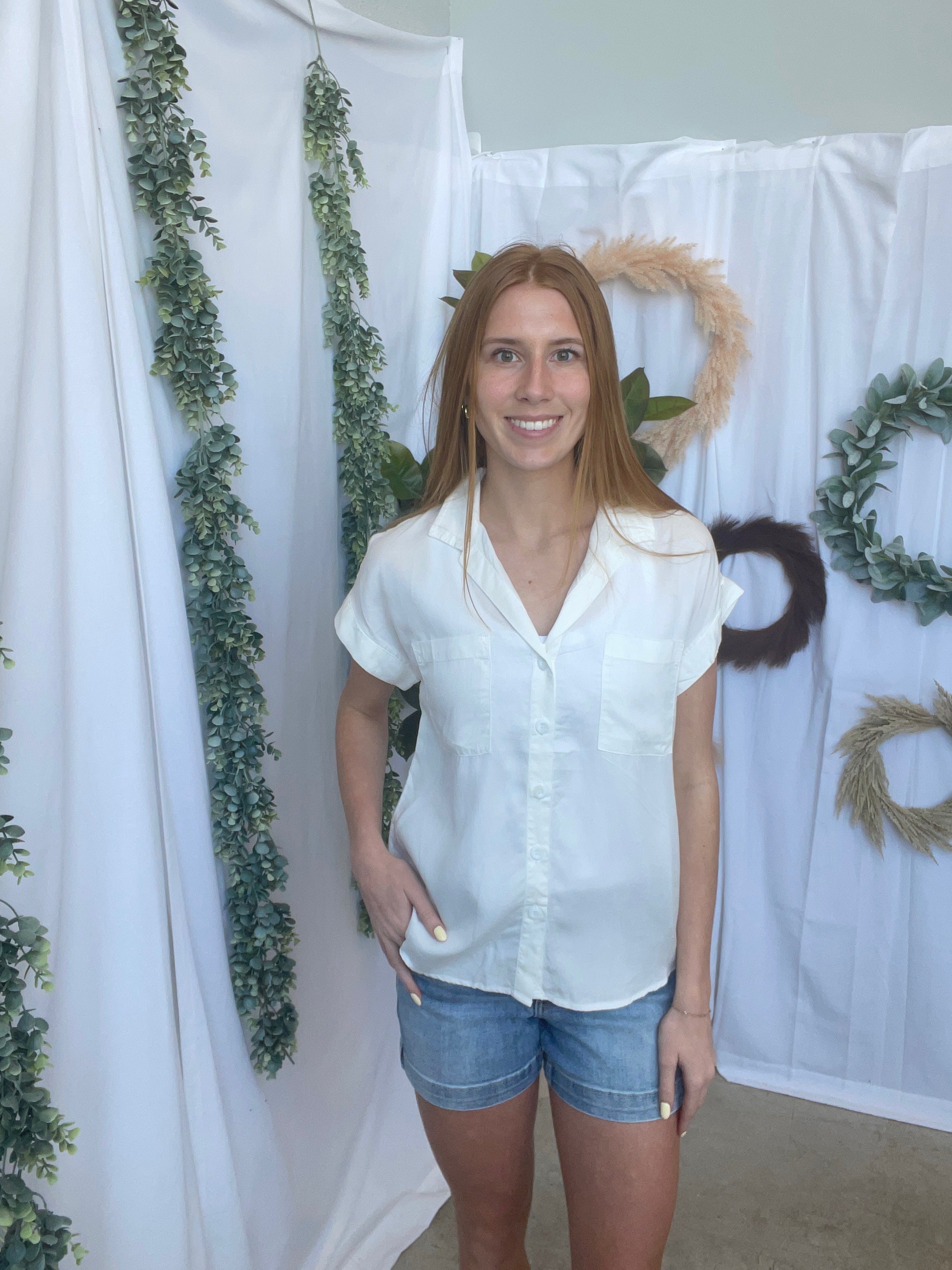 Cool Tencel Top-White-Short Sleeve Tops-be cool-The Silo Boutique, Women's Fashion Boutique Located in Warren and Grand Forks North Dakota