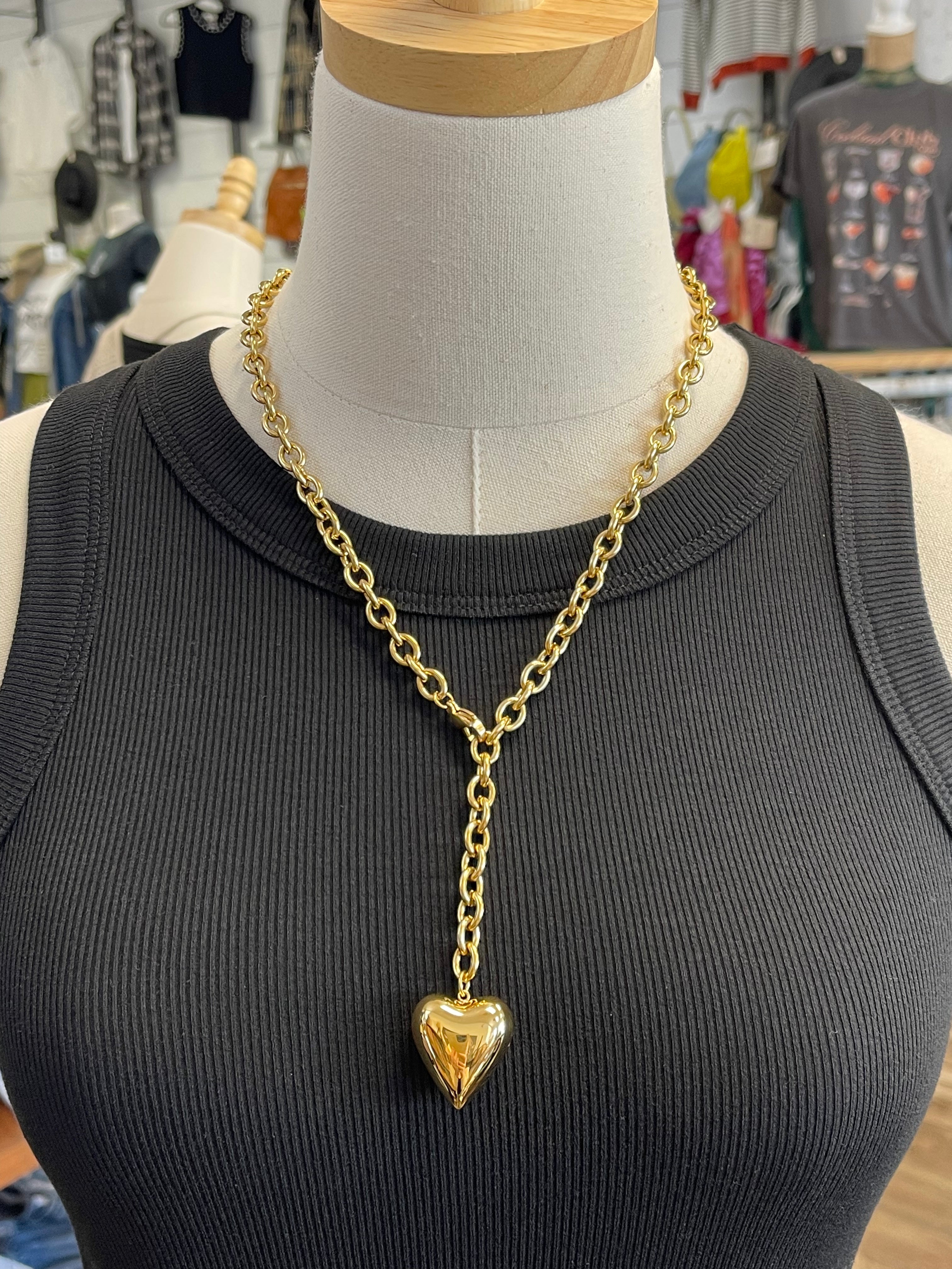 Chandler Sutton Long Chunky Heart Necklace-Necklaces-chandler sutton-The Silo Boutique, Women's Fashion Boutique Located in Warren and Grand Forks North Dakota