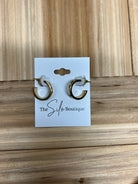 Mini Studded Hoop Earrings-earrings-Fame-The Silo Boutique, Women's Fashion Boutique Located in Warren and Grand Forks North Dakota