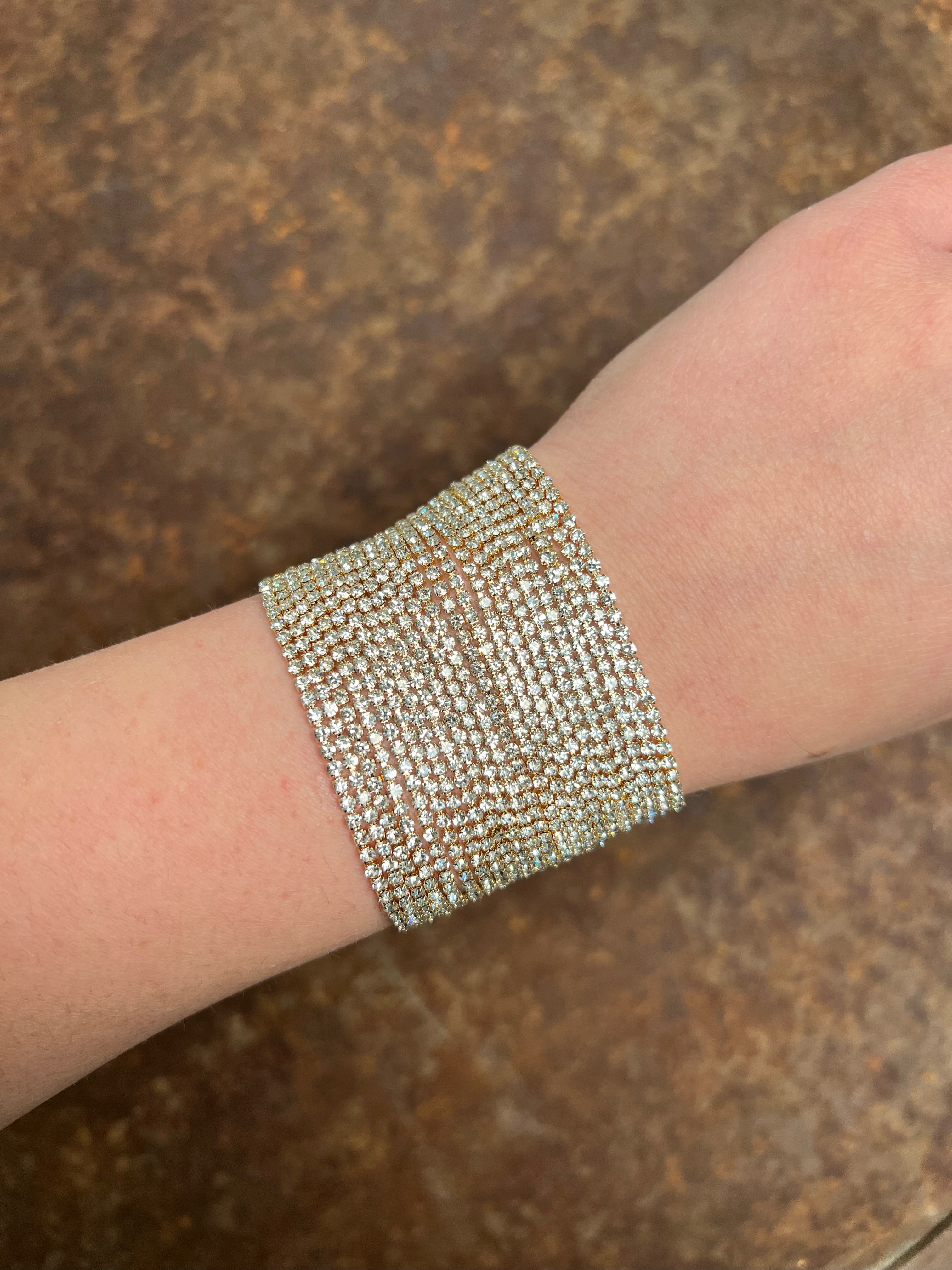 Square Rhinestone Bracelet-Bracelets-Fame-The Silo Boutique, Women's Fashion Boutique Located in Warren and Grand Forks North Dakota