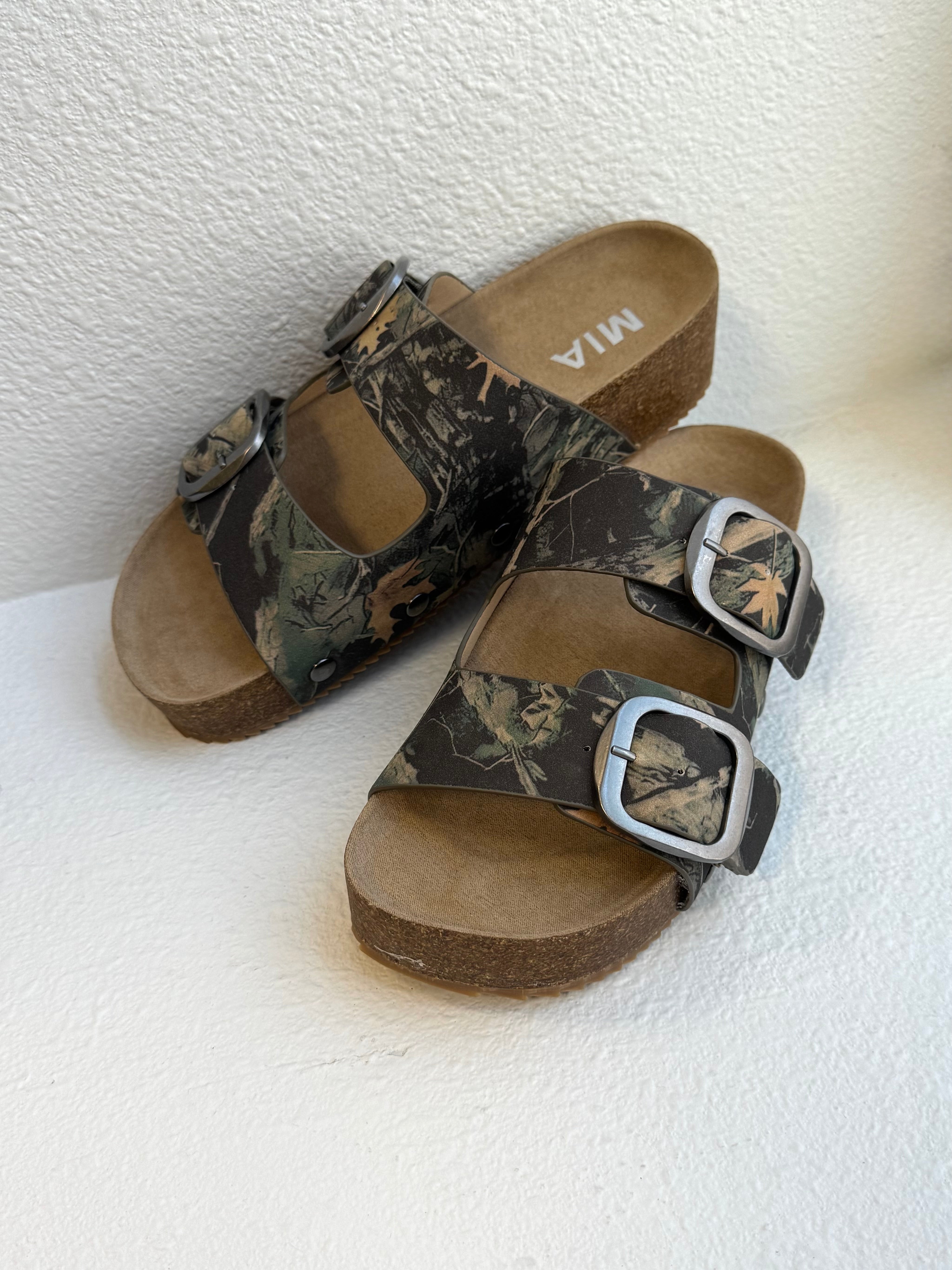 MIA Quianna Camo Sandals-Sandals-MIA-The Silo Boutique, Women's Fashion Boutique Located in Warren and Grand Forks North Dakota