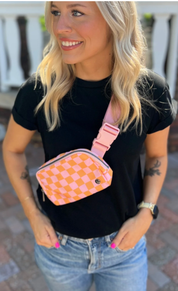 Babe Check Bum Crossbody Purse-Crossbody Purses-babe-The Silo Boutique, Women's Fashion Boutique Located in Warren and Grand Forks North Dakota