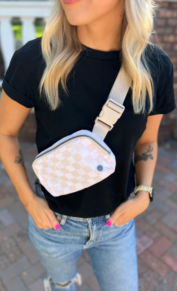 Babe Check Bum Crossbody Purse-Crossbody Purses-babe-The Silo Boutique, Women's Fashion Boutique Located in Warren and Grand Forks North Dakota