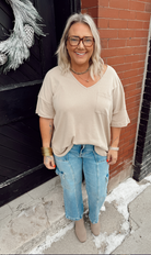 Rae Oversized Top-Short Sleeve Tops-Doe and Rae-The Silo Boutique, Women's Fashion Boutique Located in Warren and Grand Forks North Dakota