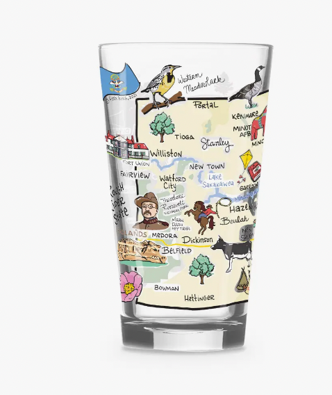 Fishkiss North Dakota Drinking Glass-Drinkware-Wet It-The Silo Boutique, Women's Fashion Boutique Located in Warren and Grand Forks North Dakota