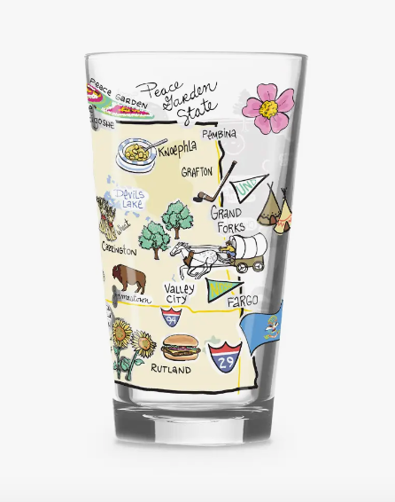 Fishkiss North Dakota Drinking Glass-Drinkware-Wet It-The Silo Boutique, Women's Fashion Boutique Located in Warren and Grand Forks North Dakota