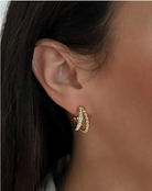 Beljoy Enzo Gold Pearl Hoop Earrings-earrings-beljoy-The Silo Boutique, Women's Fashion Boutique Located in Warren and Grand Forks North Dakota