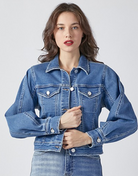 Risen Balloon Sleeve Denim Jacket-Coats & Jackets-risen-The Silo Boutique, Women's Fashion Boutique Located in Warren and Grand Forks North Dakota