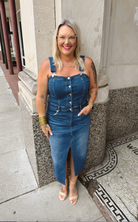 Frankie Overall Denim Dress-Online Only Final Sale-Dresses-blakely-The Silo Boutique, Women's Fashion Boutique Located in Warren and Grand Forks North Dakota