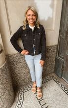 Risen Black Classic Denim Jacket-Coats & Jackets-risen-The Silo Boutique, Women's Fashion Boutique Located in Warren and Grand Forks North Dakota