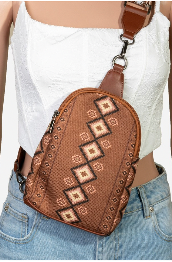 Boho Western Sling Bag-Brown-Purses-Fame-The Silo Boutique, Women's Fashion Boutique Located in Warren and Grand Forks North Dakota