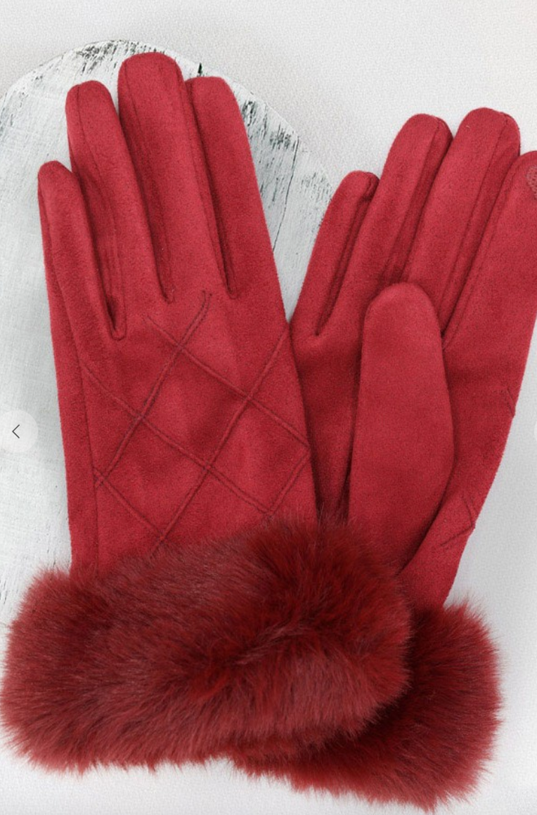 Sophie Fluffy Faux Fur Suede Gloves-Gloves & Mittens-urbanista-The Silo Boutique, Women's Fashion Boutique Located in Warren and Grand Forks North Dakota