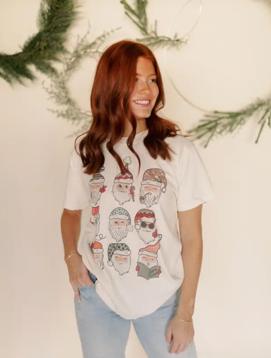 Santa + Santa Hats Tee-Final Sale-Graphic Tees-whitney-The Silo Boutique, Women's Fashion Boutique Located in Warren and Grand Forks North Dakota