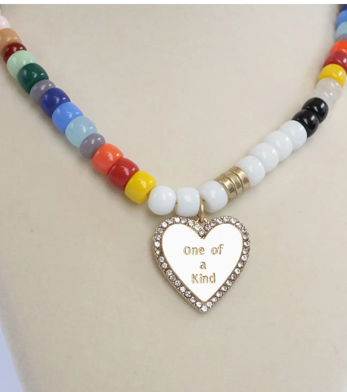 Bead and Gold Heart Necklace-Necklaces-Fair Anita-The Silo Boutique, Women's Fashion Boutique Located in Warren and Grand Forks North Dakota