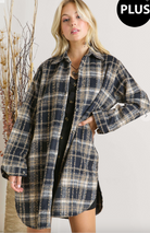 Navy Mix Plaid Shacket-Shackets-adora-The Silo Boutique, Women's Fashion Boutique Located in Warren and Grand Forks North Dakota