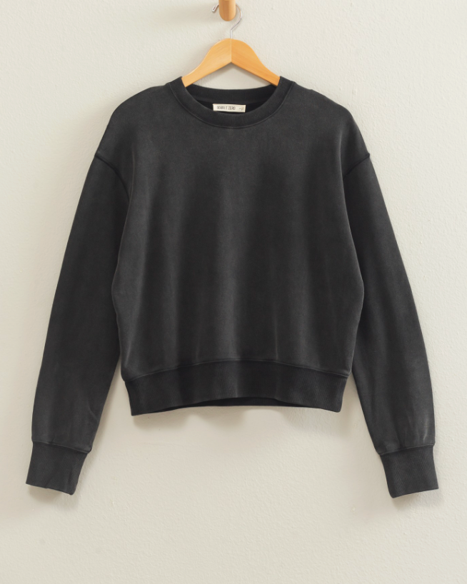 Lillian Crew Sweatshirt-Black-Sweatshirts-hyfve-The Silo Boutique, Women's Fashion Boutique Located in Warren and Grand Forks North Dakota