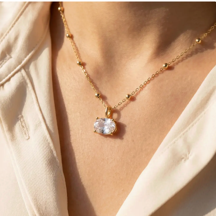 Oval Pendant Necklace-Necklaces-Fame-The Silo Boutique, Women's Fashion Boutique Located in Warren and Grand Forks North Dakota