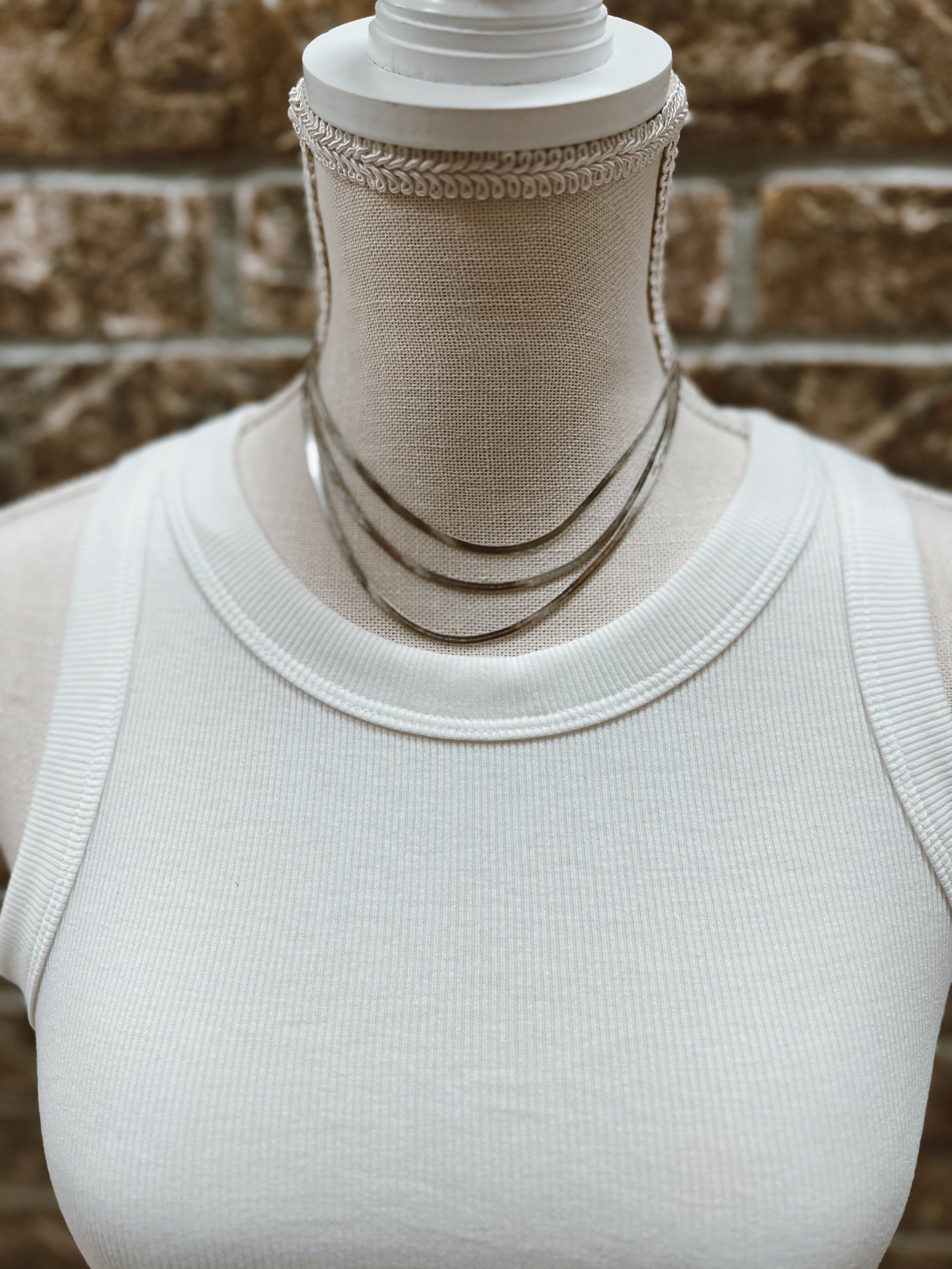 Kenze Silver Herringbone Trio Necklace-Necklaces-kennze-The Silo Boutique, Women's Fashion Boutique Located in Warren and Grand Forks North Dakota