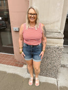 Easy Red White Stripe Tank Top-Final Sale Online Only-Tank Tops-ENTRO-The Silo Boutique, Women's Fashion Boutique Located in Warren and Grand Forks North Dakota