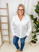 Make a Wish White Classic Button Down-Final Sale Online Only-Long Sleeves-wishlist-The Silo Boutique, Women's Fashion Boutique Located in Warren and Grand Forks North Dakota