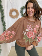 Vintage Botanical Floral Sweatshirt-Mocha-Sweatshirts-davi-The Silo Boutique, Women's Fashion Boutique Located in Warren and Grand Forks North Dakota