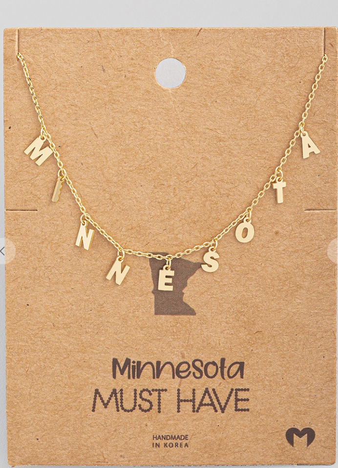 Minnesota Print Necklace-Necklaces-Fame-The Silo Boutique, Women's Fashion Boutique Located in Warren and Grand Forks North Dakota