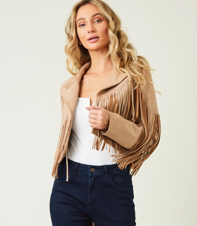 Krissy Fringe Jacket-Coats & Jackets-saints and hearts-The Silo Boutique, Women's Fashion Boutique Located in Warren and Grand Forks North Dakota