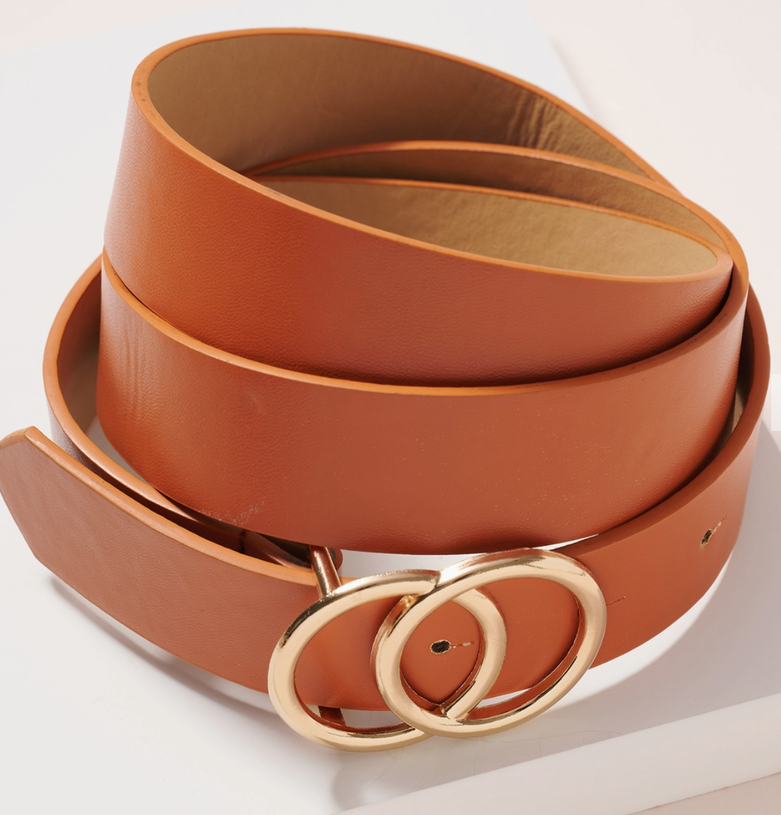 Ave Cognac Double CC Belt-Belts-Avenue Zoe-The Silo Boutique, Women's Fashion Boutique Located in Warren and Grand Forks North Dakota