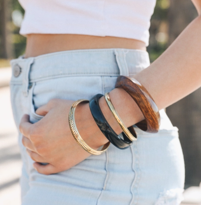 Leto Wood Bangle Bracelet Set-Bracelets-Leto-The Silo Boutique, Women's Fashion Boutique Located in Warren and Grand Forks North Dakota