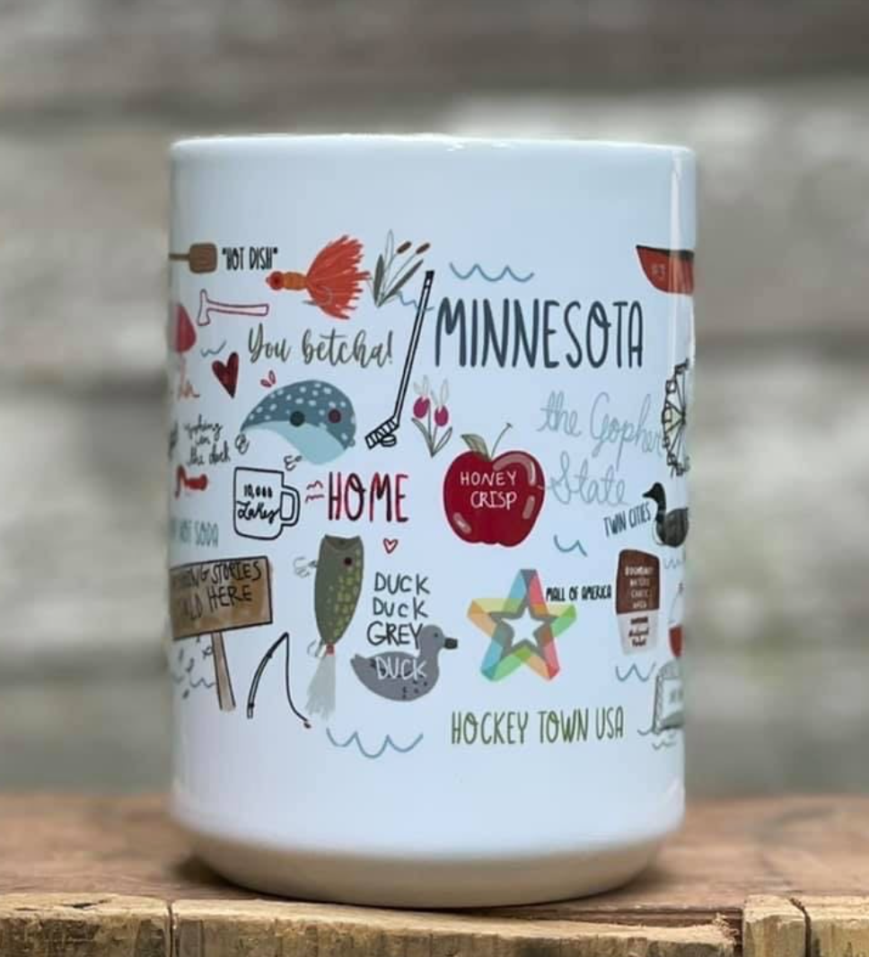 Minnesota Coffee Mug-Coffee Mugs-ivory and sage-The Silo Boutique, Women's Fashion Boutique Located in Warren and Grand Forks North Dakota